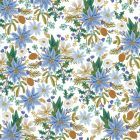100% Cotton - Holiday Classics - Poinsettia Bouquet - White Metallic Fabric - Rifle Paper for Cotton + Steel per 1/2m