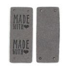"Made with Love" Faux Suede Labels - Dark Grey - Mimitrims (Set of 10)