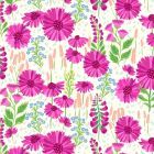 100% Cotton - Meadowland by RJR - Sunny Day Flowers - Berry Bloom Fabric per 1/2m