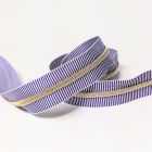 Mimitrim Zipper Nylon Coil Size #5 Purple/White Striped Tape with Gold Coil -  3 Meter Pack
