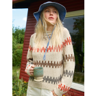 Sweater with Color Dashes NATURAL LAMA FINE Size 48/50 -  Knitting Pattern + Yarn Bundle by LANA GROSSA (Lama Flyer Design 1)