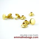 Double Cap Rivets - Medium  (9 mm Cap x 8 mm Post) - Gold (50 Pack)