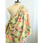 Viscose Twill - Watercolor Leaves and Fruits on Pastel Lime