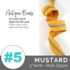 Emmaline Zippers (3 yard pack) - Size #5 - Mustard Tape  / Antique Brass Coil