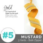 Emmaline Zippers (3 yard pack) - Size #5 - Mustard Tape  / Light Gold Coil