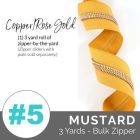 Emmaline Zippers (3 yard pack) - Size #5 - Mustard Tape  / Rose Gold (Copper) Coil
