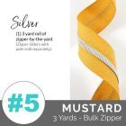 Emmaline Zippers (3 yard pack) - Size #5 - Mustard Tape  / Silver Coil