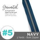 Emmaline Zippers (3 yard pack) - Size #5 - Navy Tape  / Gunmetal Coil