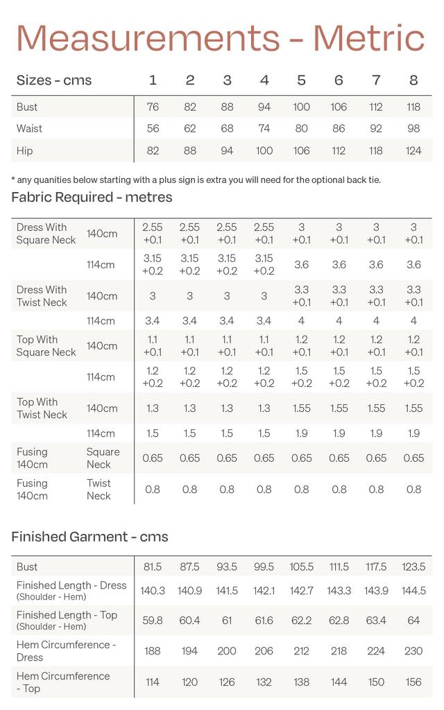 Aalto Size Chart Metric