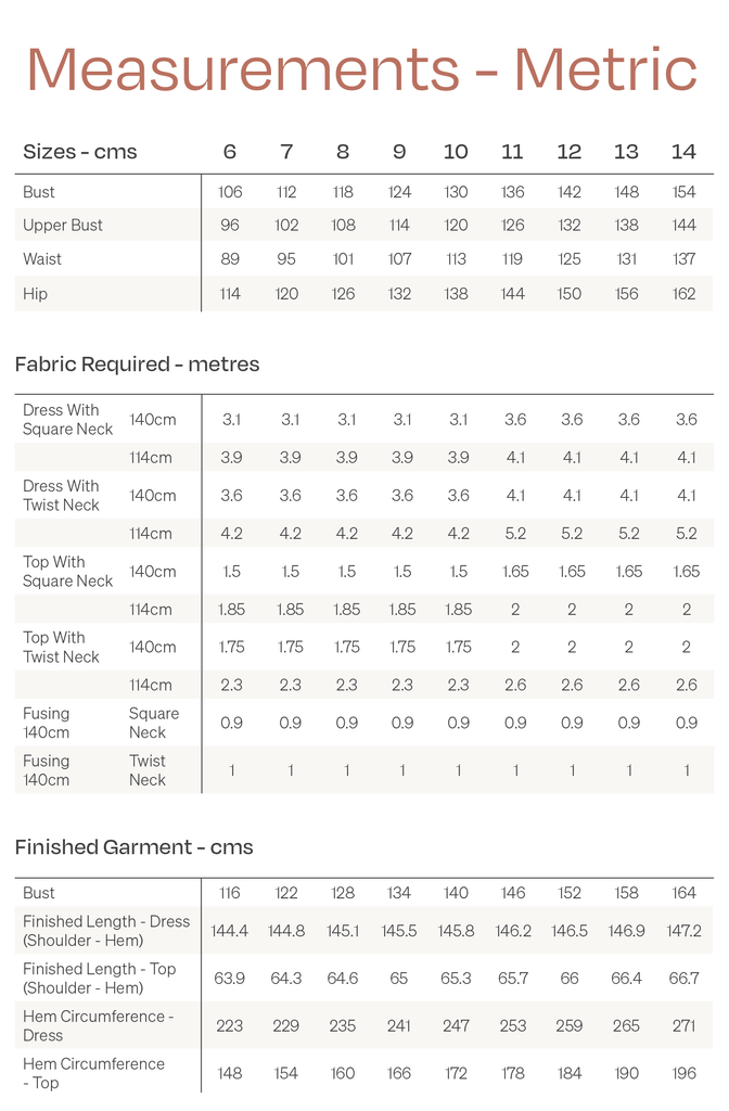 Size Chart Aalto Metric