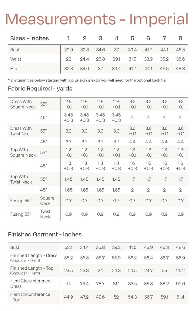 Aalto size chart imperial