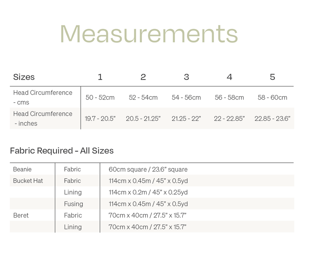 Size Chart Hats